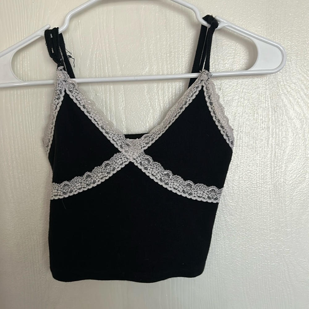Cropped top from garage black and white lace